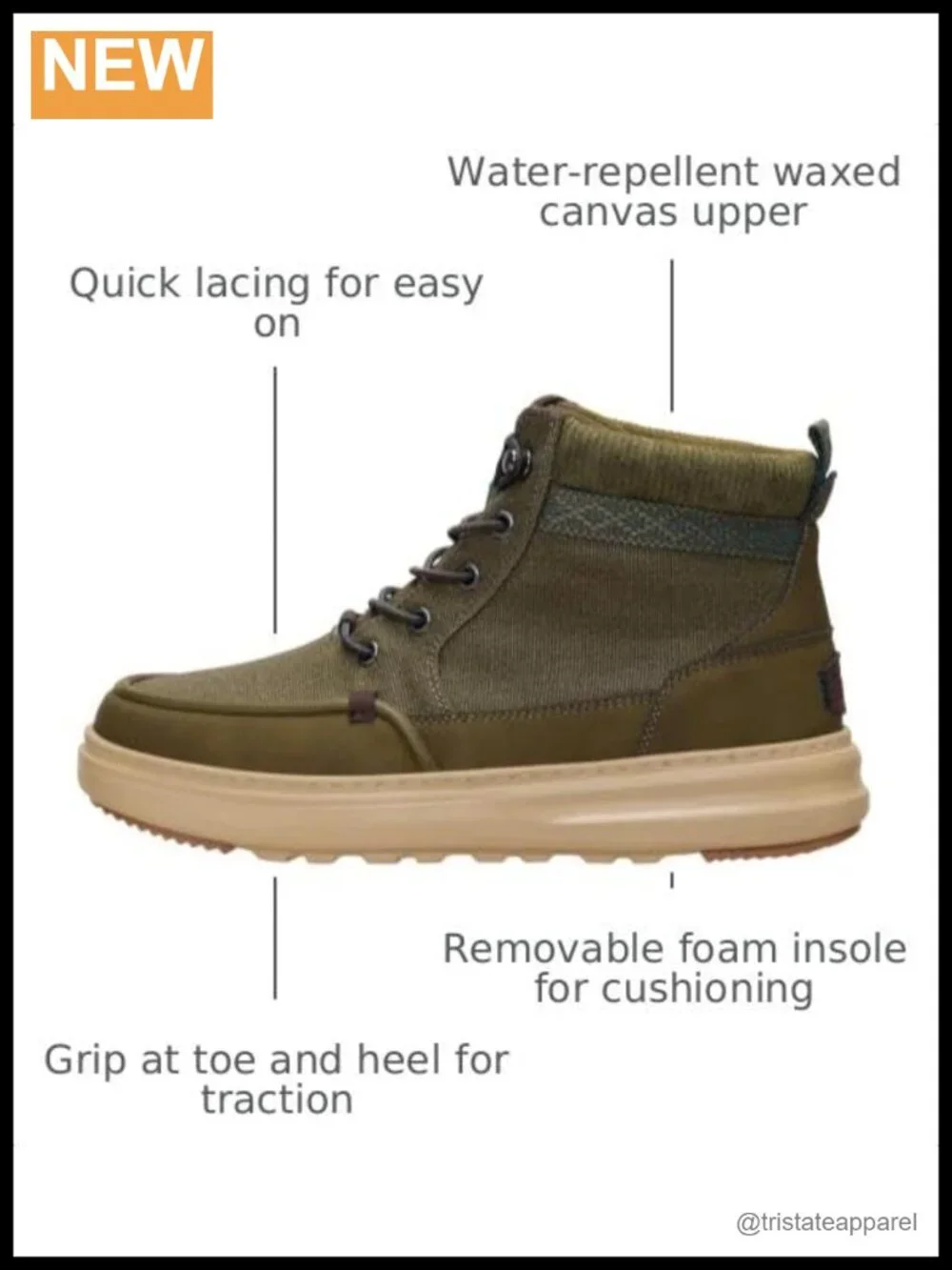 Women's Water Repellent Waxed Canvas Lace Up Ankle Boot, Lightweight, Removable